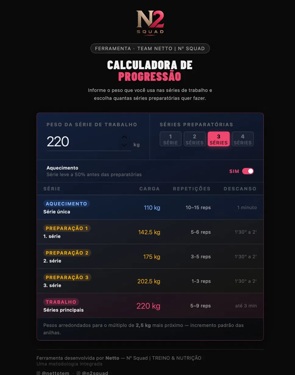Print da Calculadora de Progressão de Cargas