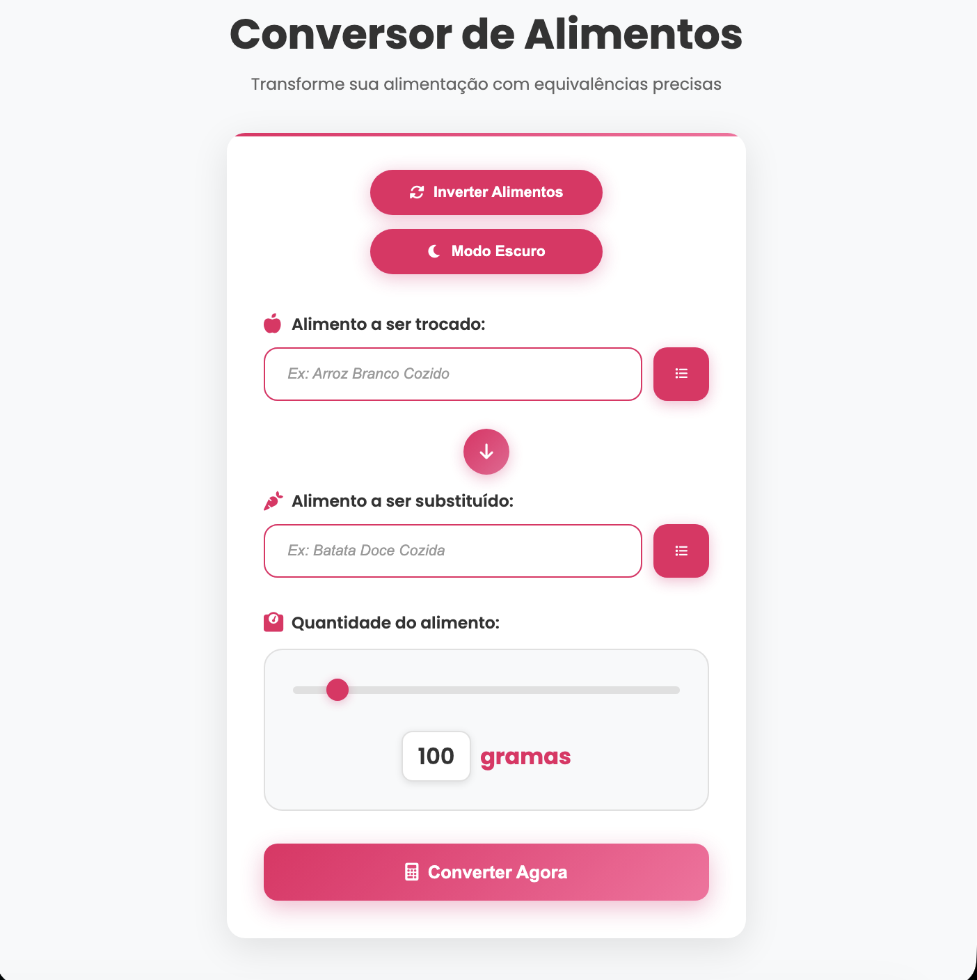 Print do Conversor de Alimentos
